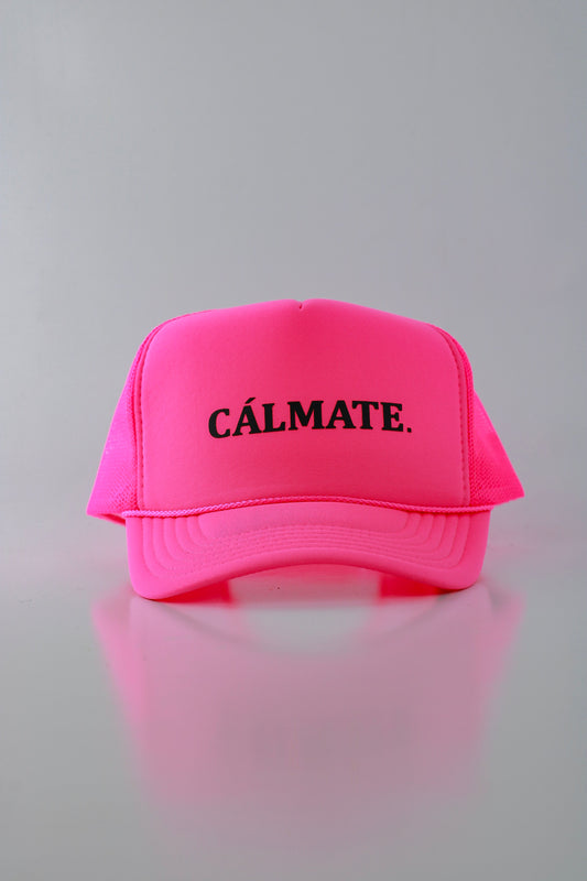 PRE ORDER - CALM DOWN HAT: NEON PINK NET, NEON PINK PANEL, BLACK INK