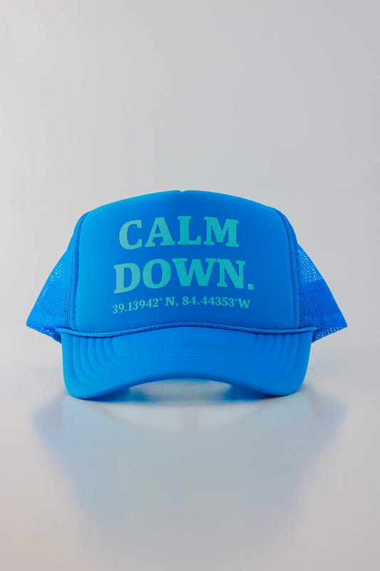 PRE ORDER - CALM DOWN HAT: BLUE NET, BLUE PANEL, BLUE INK