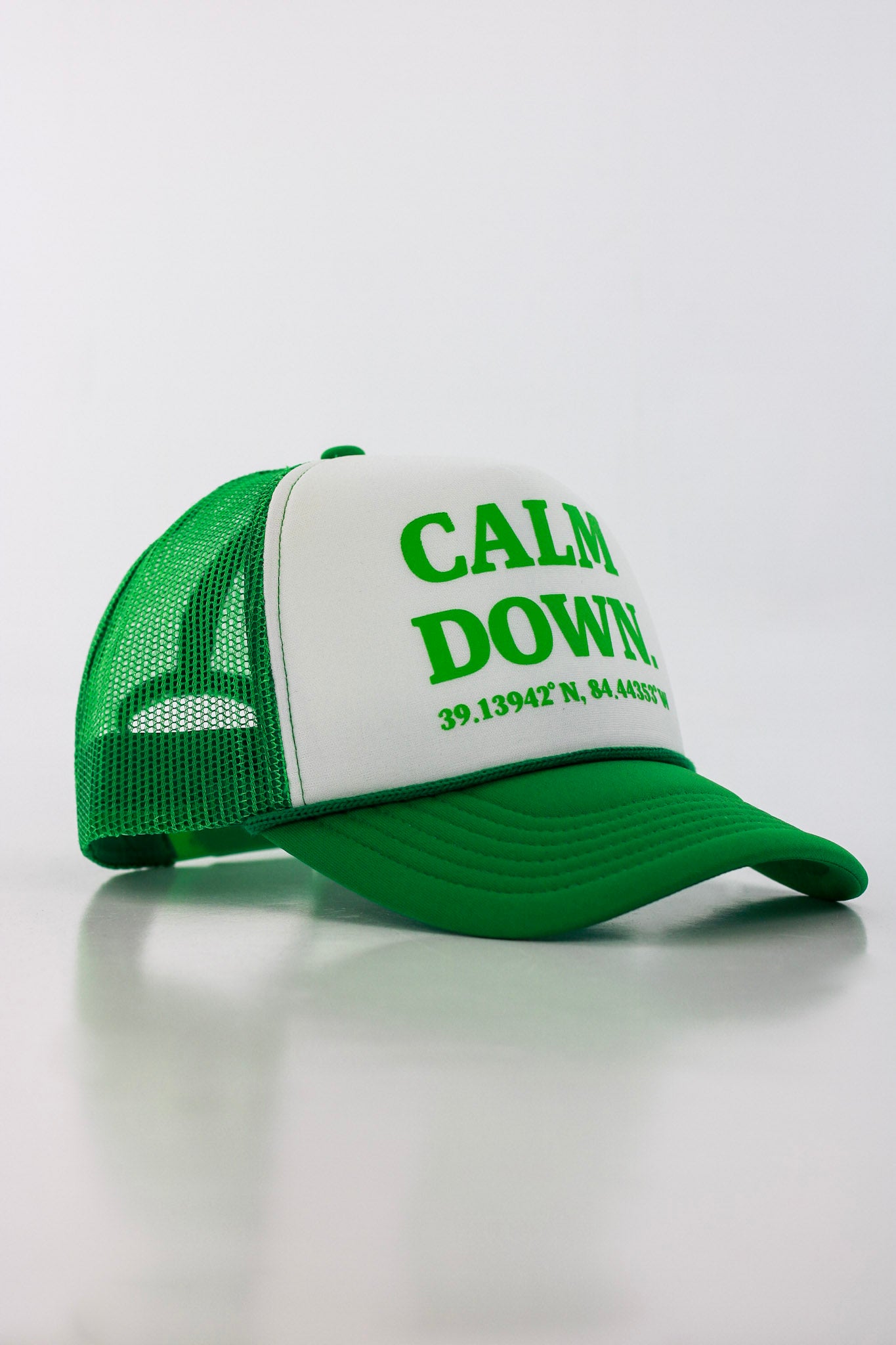 CALM DOWN HAT: GREEN, WHITE, GREEN