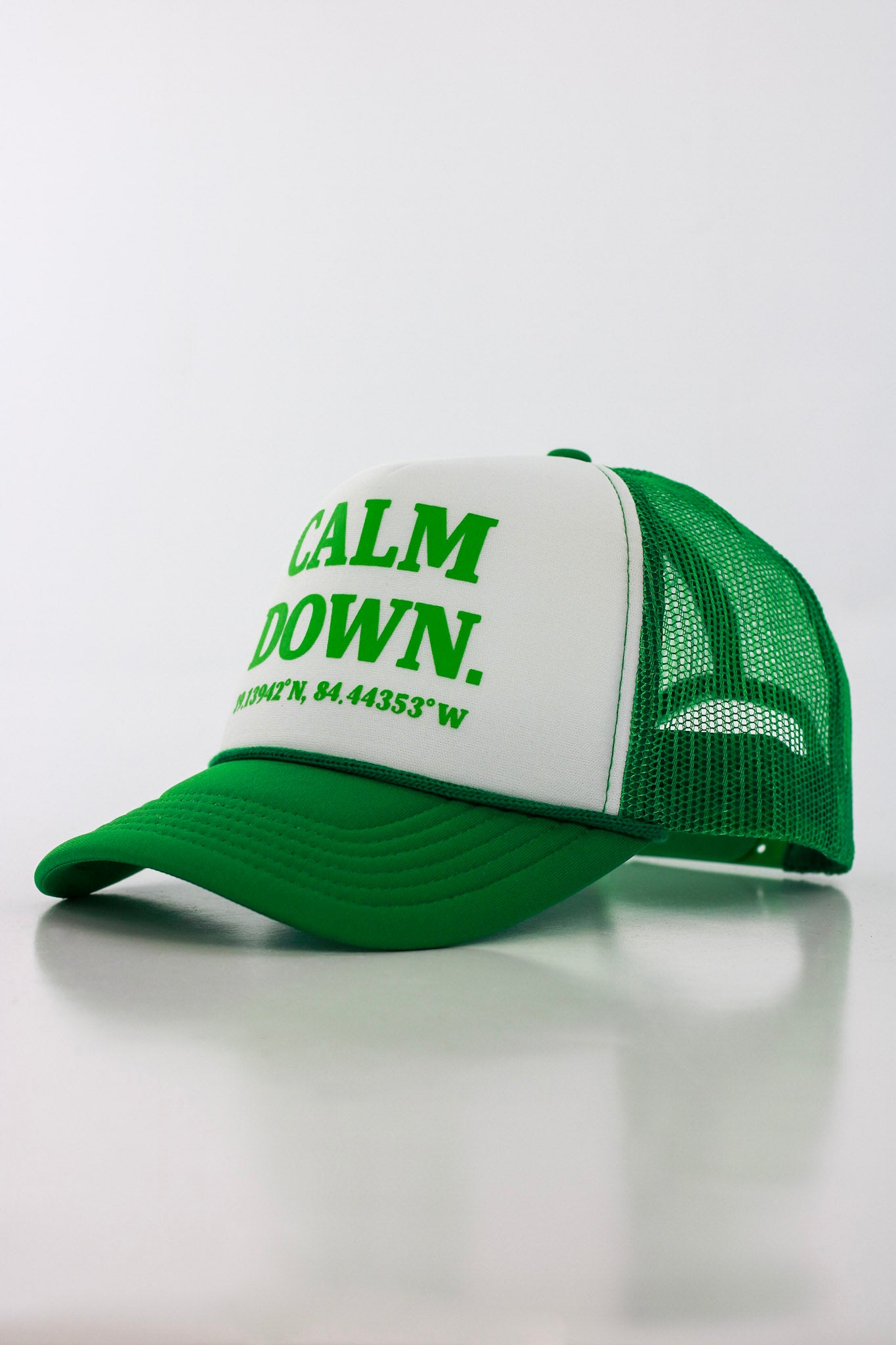 CALM DOWN HAT: GREEN, WHITE, GREEN