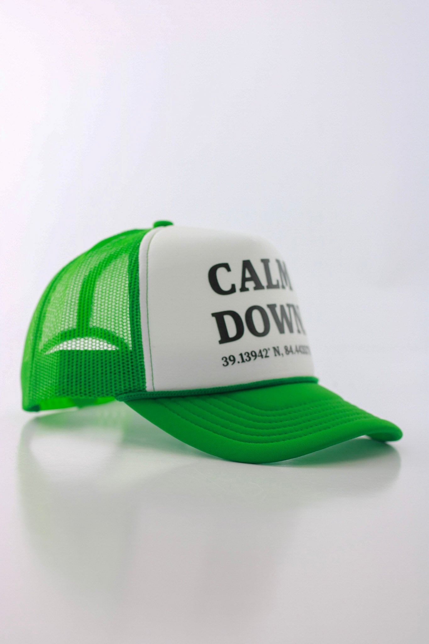 CALM DOWN HAT: BLACK, WHITE, GREEN