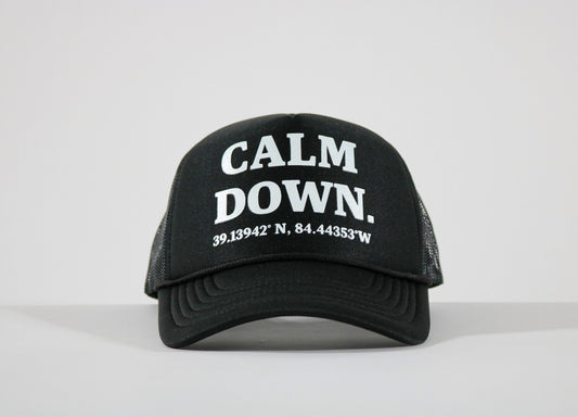 CALM DOWN HAT: BLACK, BLACK PANEL