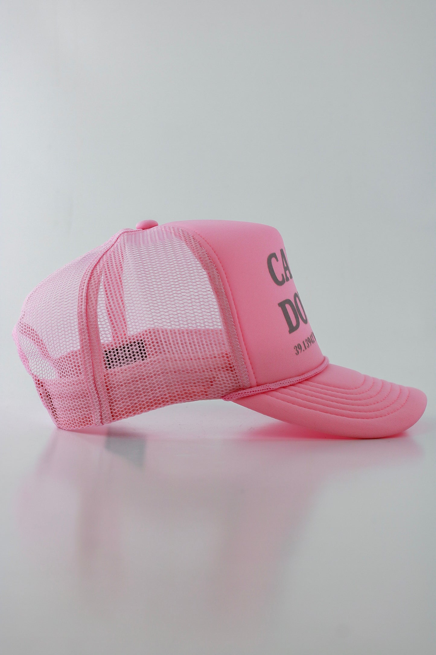 PRE ORDER - CALM DOWN HAT: PINK NET, PINK PANEL, GRAY INK