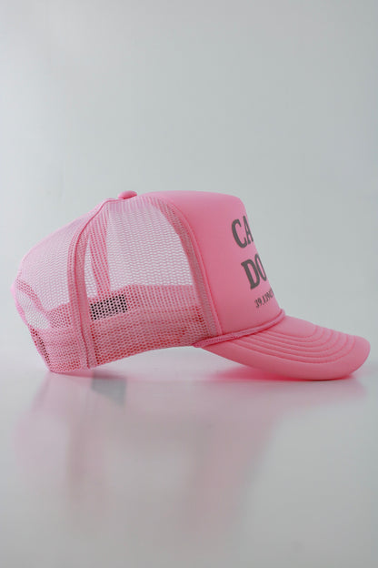 PRE ORDER - CALM DOWN HAT: PINK NET, PINK PANEL, GRAY INK