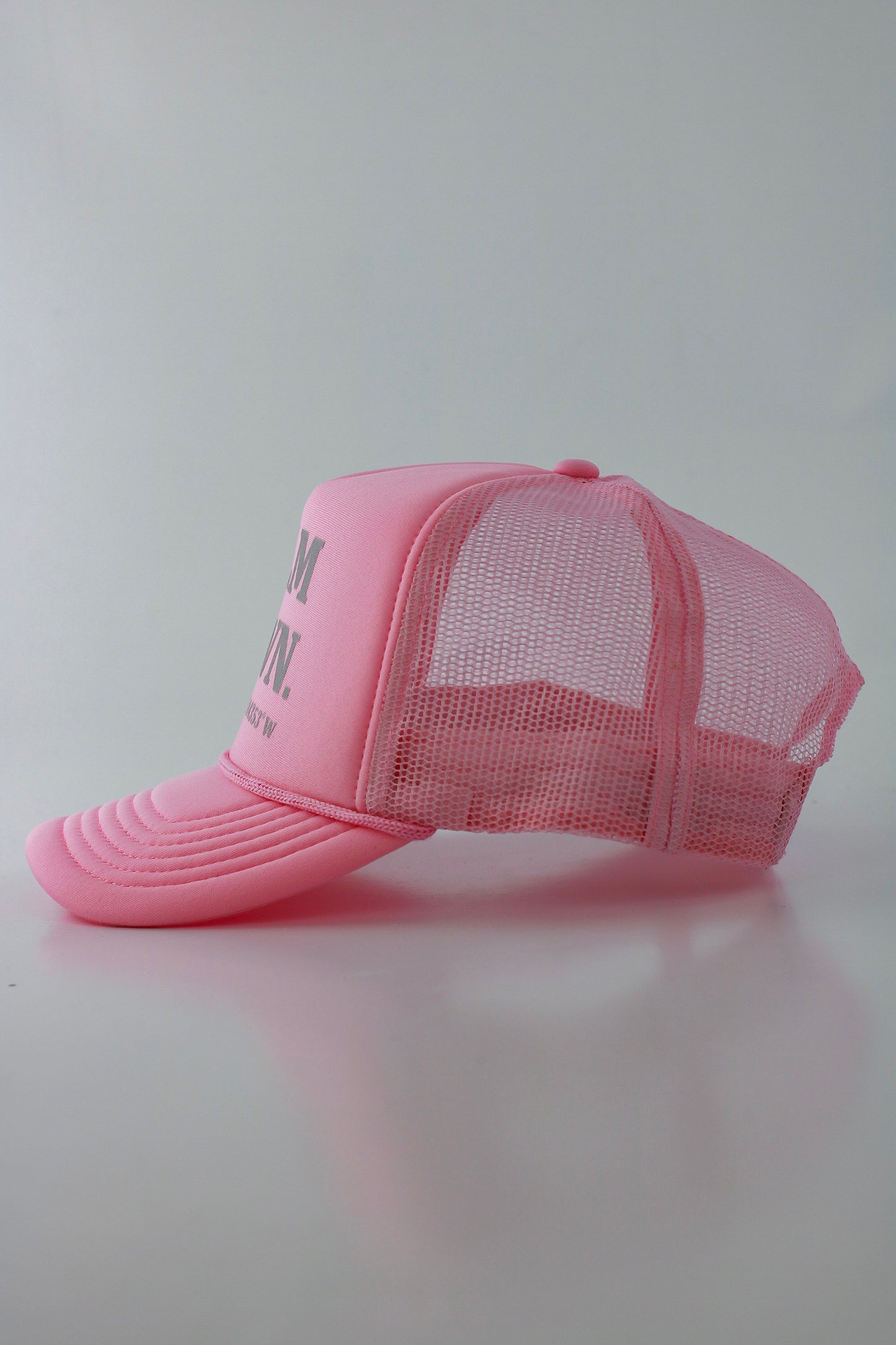 PRE ORDER - CALM DOWN HAT: PINK NET, PINK PANEL, GRAY INK