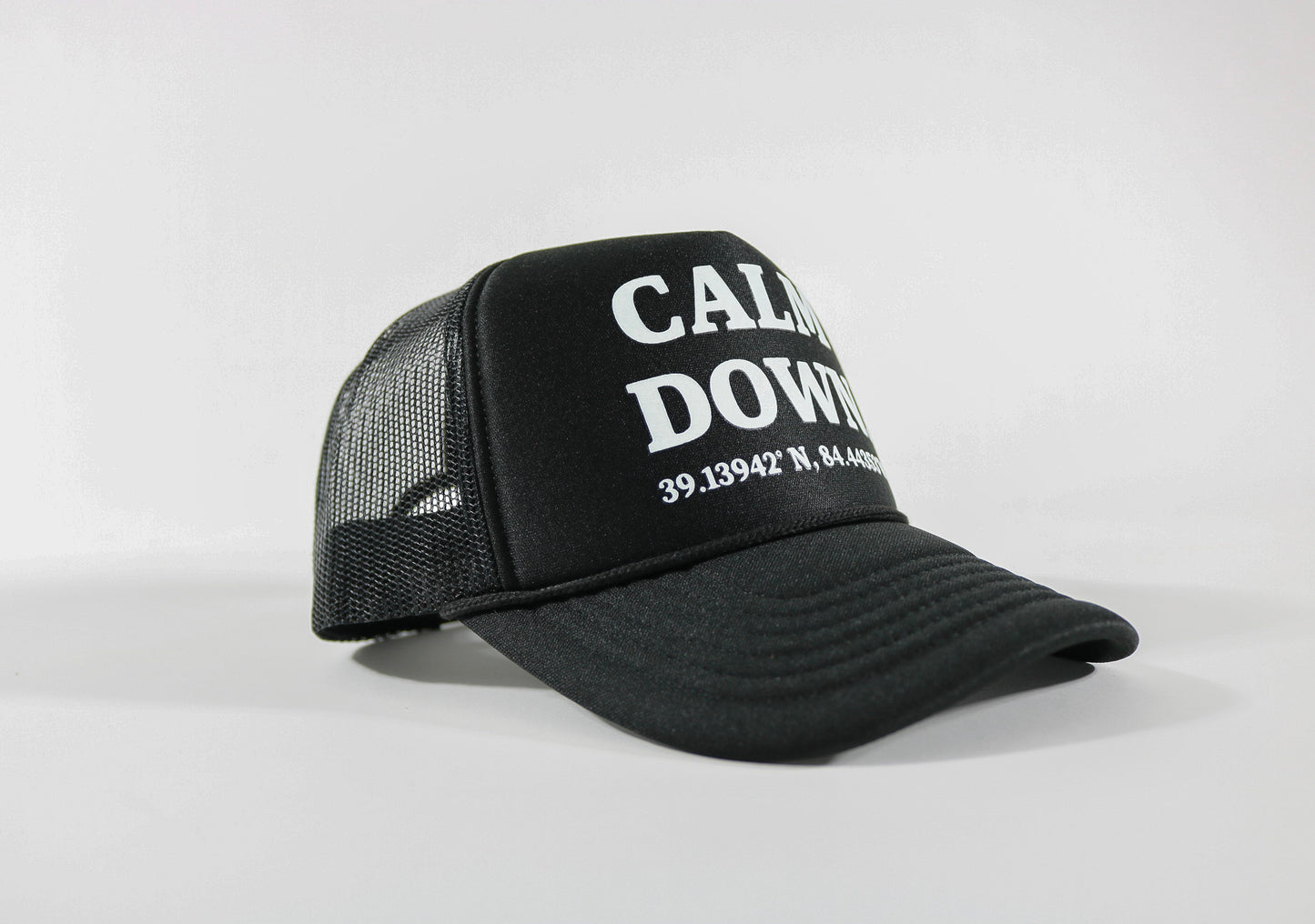 CALM DOWN HAT: BLACK, BLACK PANEL