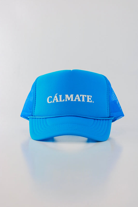 PRE ORDER - CALM DOWN HAT: BLUE NET, BLUE PANEL, WHITE INK