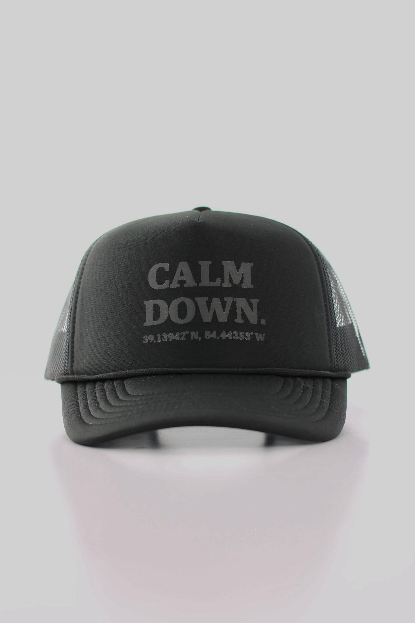 PRE ORDER - CALM DOWN HAT: BLACK NET, BLACK PANEL, BLACK INK