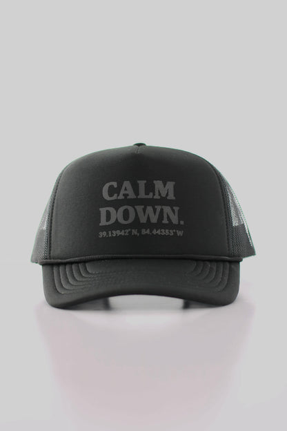 PRE ORDER - CALM DOWN HAT: BLACK NET, BLACK PANEL, BLACK INK