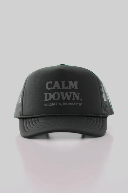 PRE ORDER - CALM DOWN HAT: BLACK NET, BLACK PANEL, BLACK INK