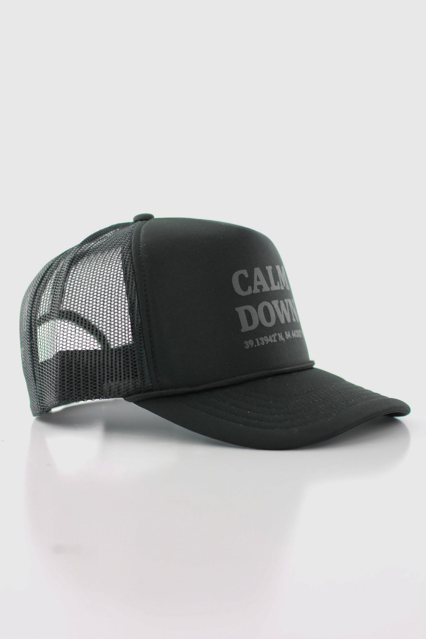 PRE ORDER - CALM DOWN HAT: BLACK NET, BLACK PANEL, BLACK INK