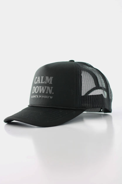PRE ORDER - CALM DOWN HAT: BLACK NET, BLACK PANEL, BLACK INK