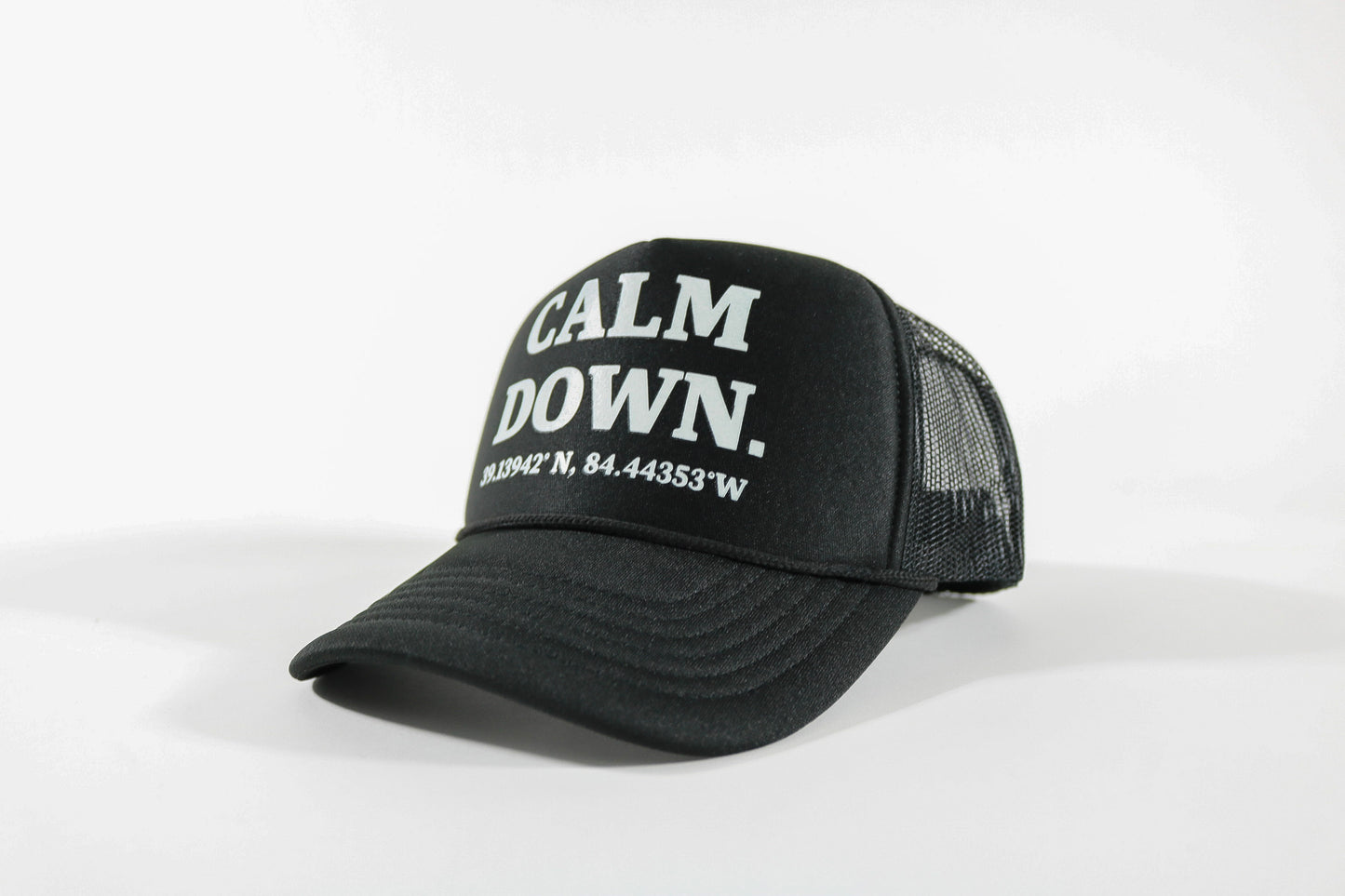 CALM DOWN HAT: BLACK, BLACK PANEL